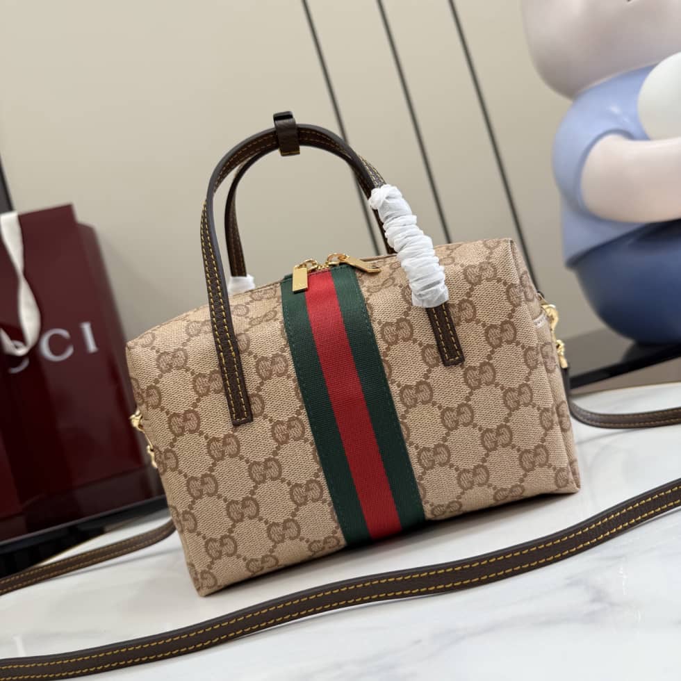 Gucci Mini Boston Bag With Web Beige 876057_1_156051 Gucci Mini Boston Bag With Web Beige 876057