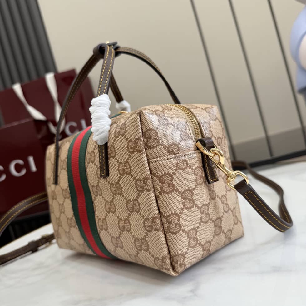 Gucci Mini Boston Bag With Web Beige 876057_2_156051 Gucci Mini Boston Bag With Web Beige 876057