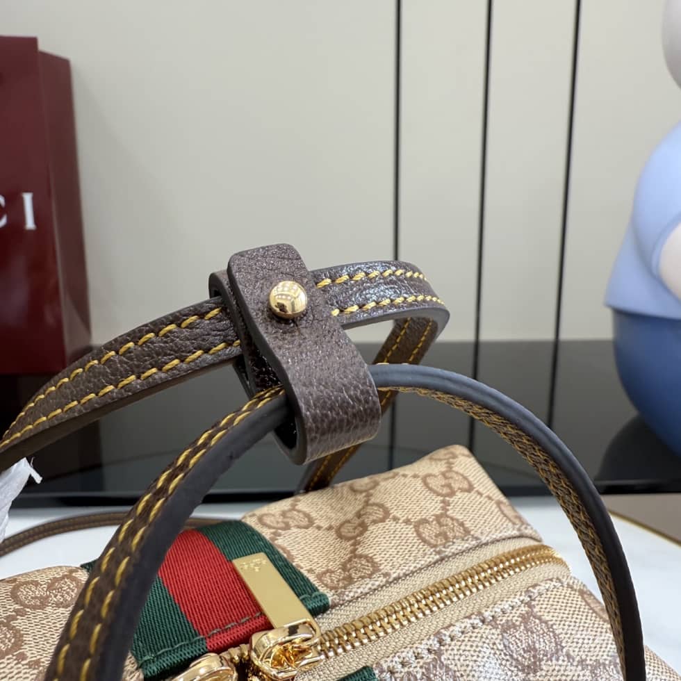 Gucci Mini Boston Bag With Web Beige 876057_4_156051 Gucci Mini Boston Bag With Web Beige 876057