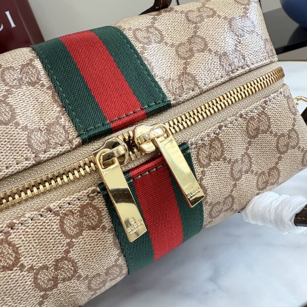 Gucci Mini Boston Bag With Web Beige 876057_6_156051 Gucci Mini Boston Bag With Web Beige 876057