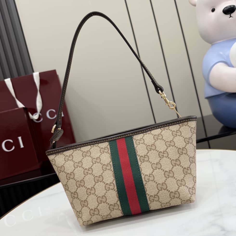 Gucci Small Pouch With Strap and Web Sand Brown_1_156081 Gucci Small Pouch With Strap and Web Sand Brown