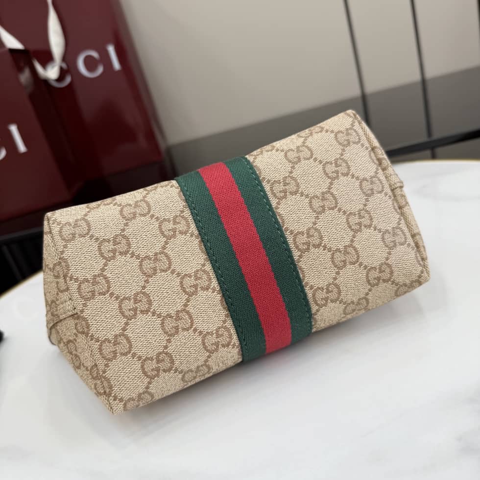 Gucci Small Pouch With Strap and Web Sand Brown_3_156081 Gucci Small Pouch With Strap and Web Sand Brown