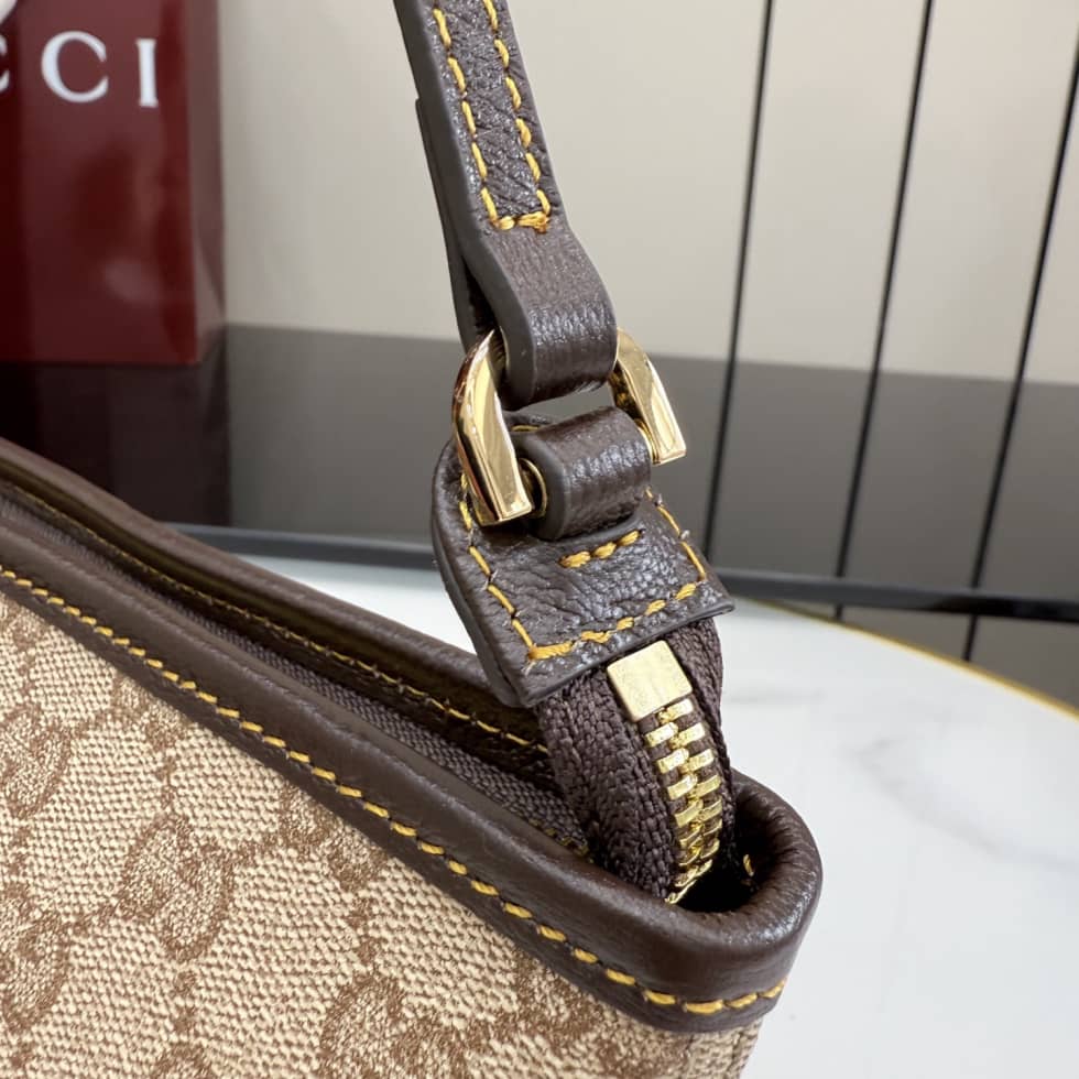 Gucci Small Pouch With Strap and Web Sand Brown_5_156081 Gucci Small Pouch With Strap and Web Sand Brown