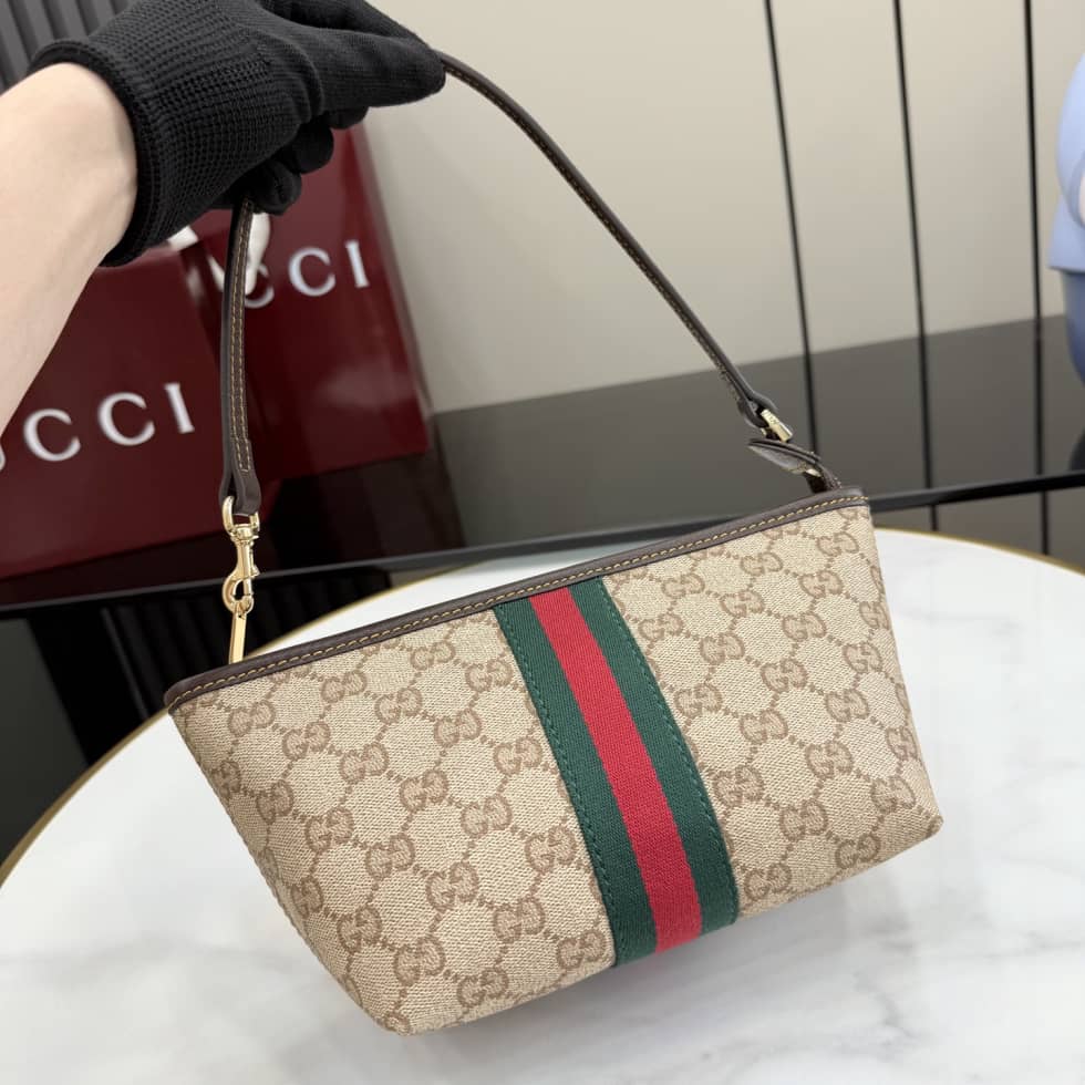 Gucci Small Pouch With Strap and Web Sand Brown_6_156081 Gucci Small Pouch With Strap and Web Sand Brown