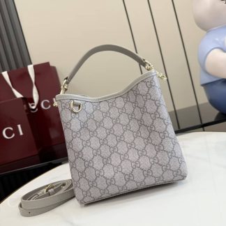 Gucci GG Emblem Small Bucket Bag Gray 815118