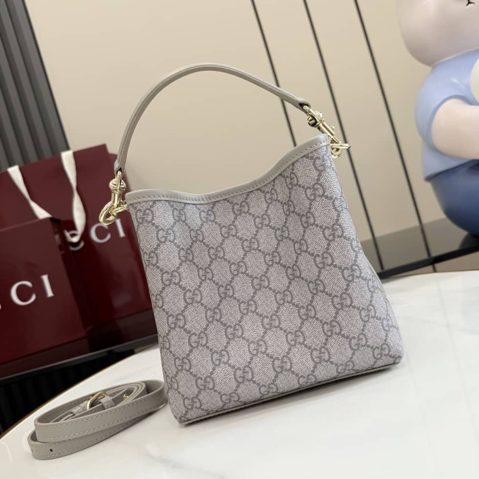 Gucci GG Emblem Small Bucket Bag Gray 815118_1_156111 Gucci GG Emblem Small Bucket Bag Gray 815118