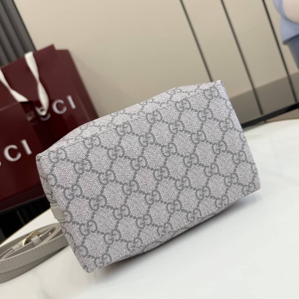 Gucci GG Emblem Small Bucket Bag Gray 815118_3_156111 Gucci GG Emblem Small Bucket Bag Gray 815118