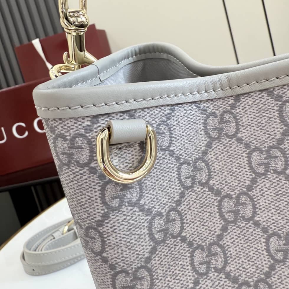 Gucci GG Emblem Small Bucket Bag Gray 815118_5_156111 Gucci GG Emblem Small Bucket Bag Gray 815118