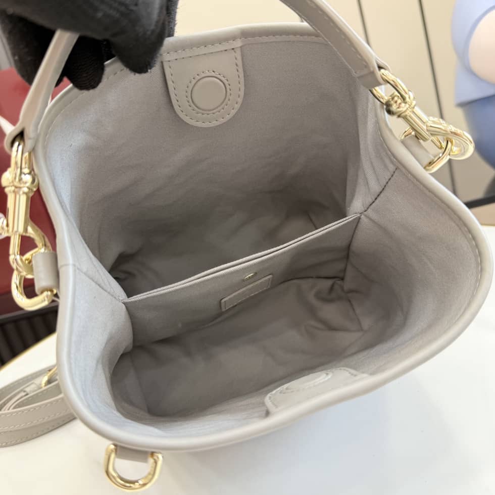 Gucci GG Emblem Small Bucket Bag Gray 815118_7_156111 Gucci GG Emblem Small Bucket Bag Gray 815118
