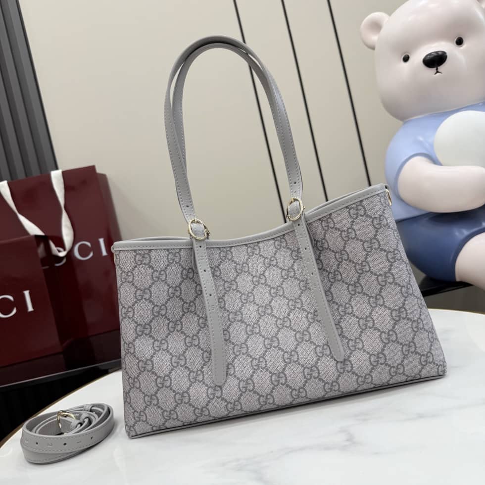 Gucci GG Emblem Medium Tote Bag Gray 815214_1_156121 Gucci GG Emblem Medium Tote Bag Gray 815214