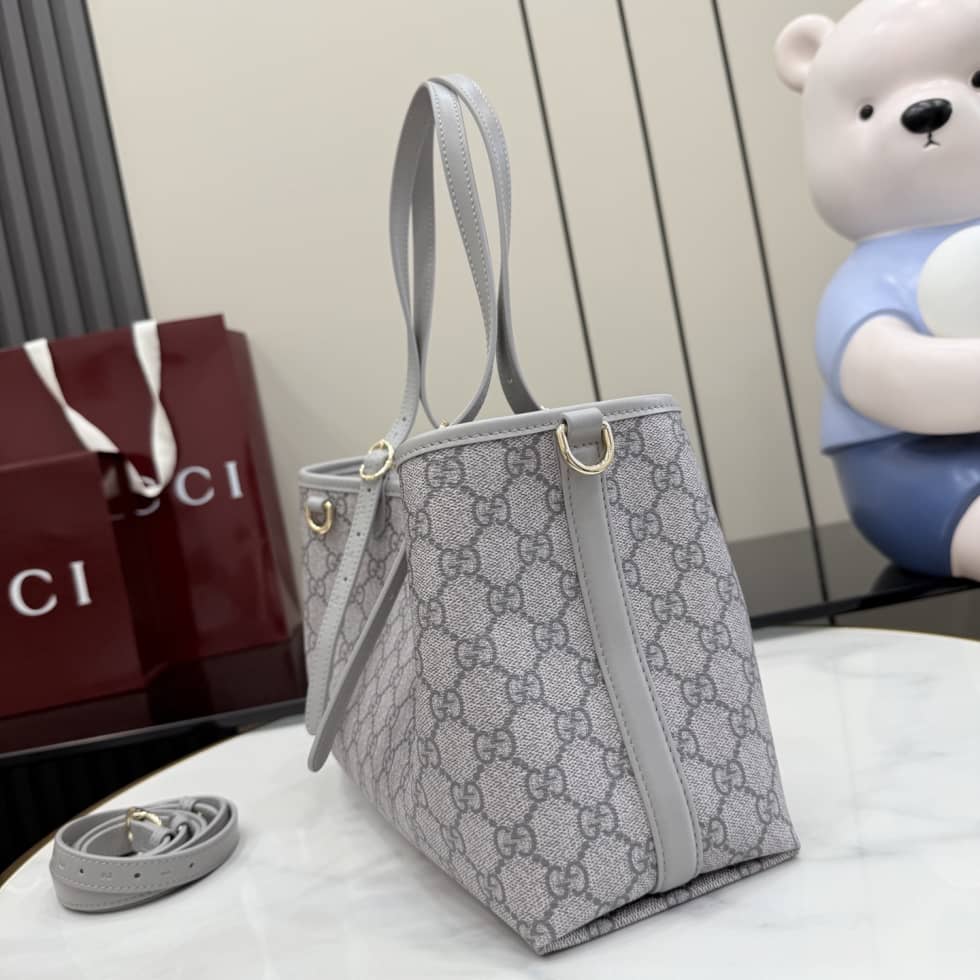 Gucci GG Emblem Medium Tote Bag Gray 815214_2_156121 Gucci GG Emblem Medium Tote Bag Gray 815214