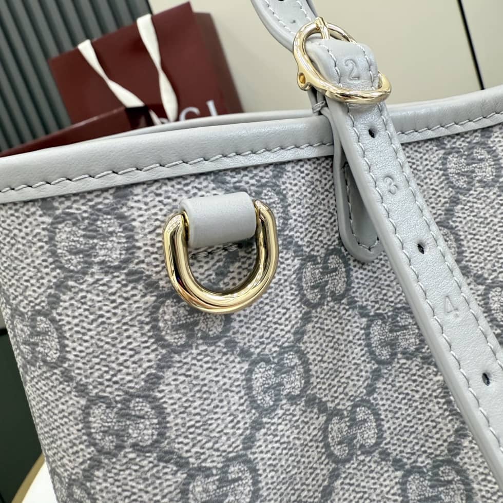 Gucci GG Emblem Medium Tote Bag Gray 815214_5_156121 Gucci GG Emblem Medium Tote Bag Gray 815214