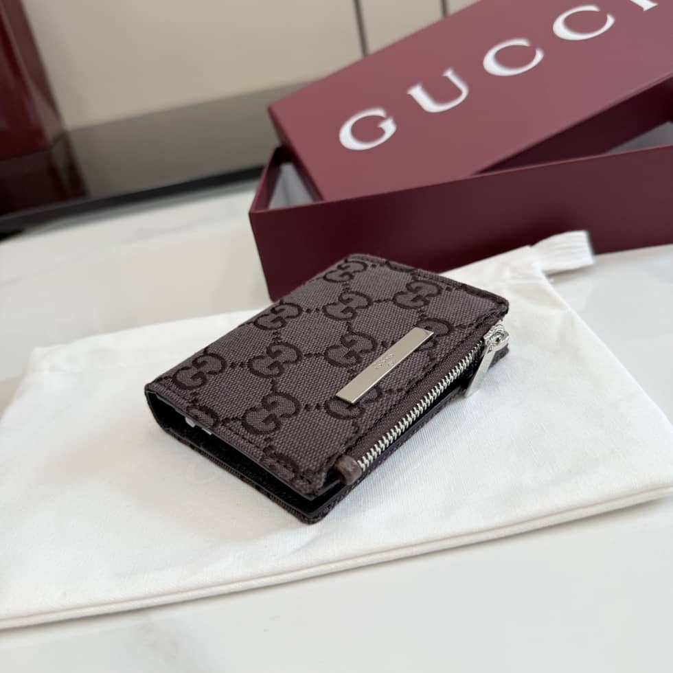 Gucci Logo Plaque Small Wallet Dark Brown 875798_4_156151 Gucci Logo Plaque Small Wallet Dark Brown 875798