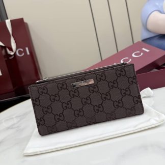 Gucci Long Wallet With Gucci Plaque Dark Brown