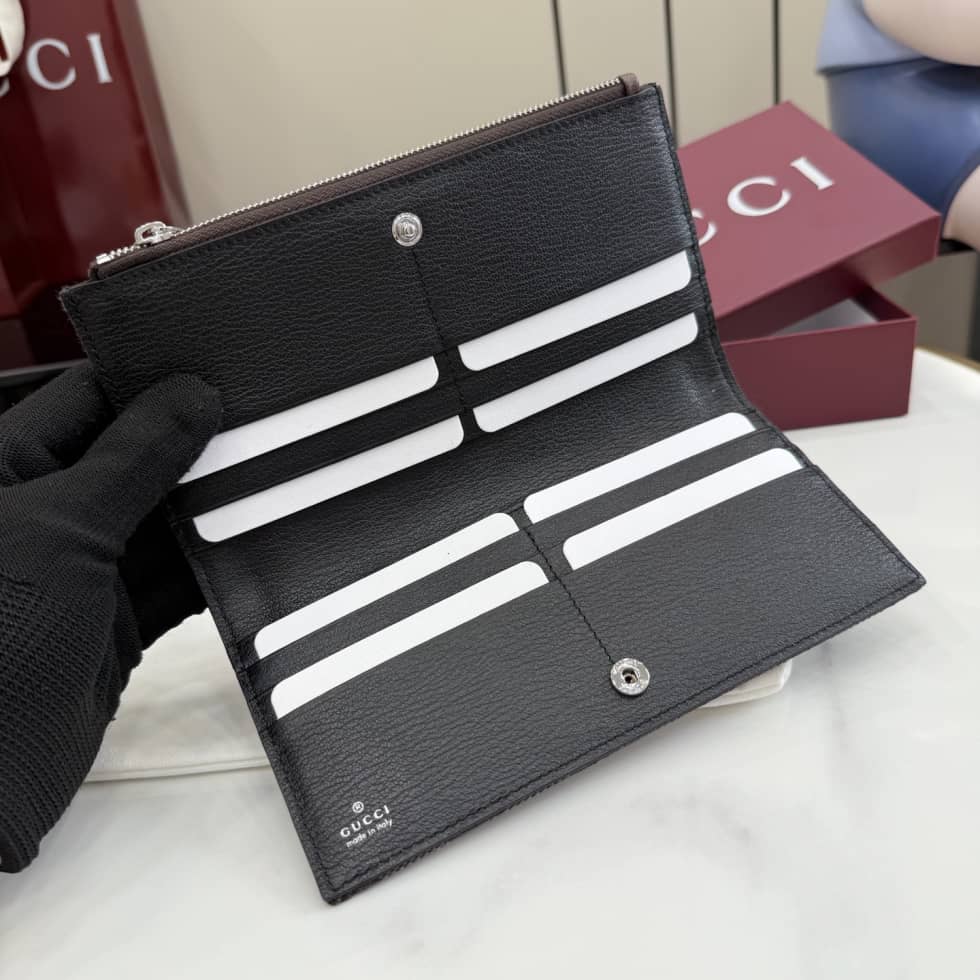 Gucci Long Wallet With Gucci Plaque Dark Brown_7_156191 Gucci Long Wallet With Gucci Plaque Dark Brown