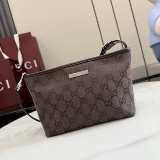Gucci Small Pouch With Strap Dark Brown A0014P