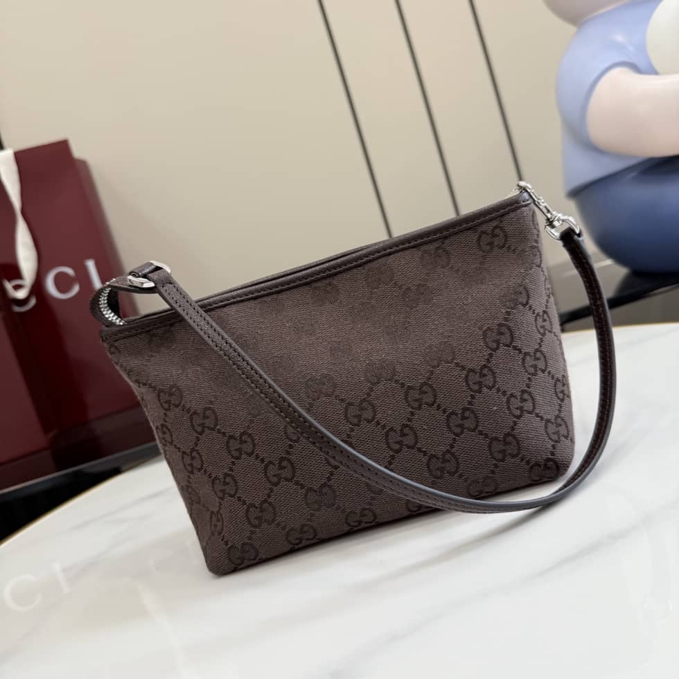Gucci Small Pouch With Strap Dark Brown A0014P_1_156231 Gucci Small Pouch With Strap Dark Brown A0014P