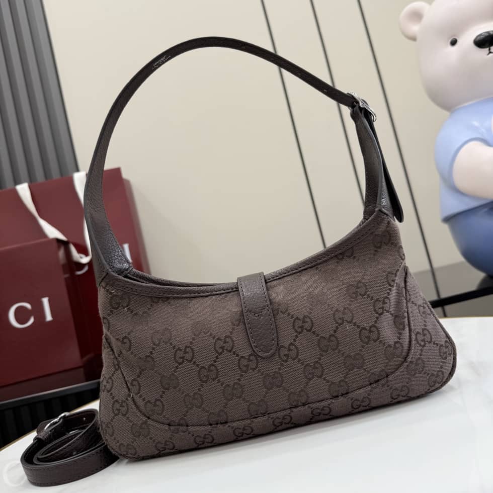 Gucci Jackie Slim Medium Shoulder Bag Dark Brown_1_156291 Gucci Jackie Slim Medium Shoulder Bag Dark Brown