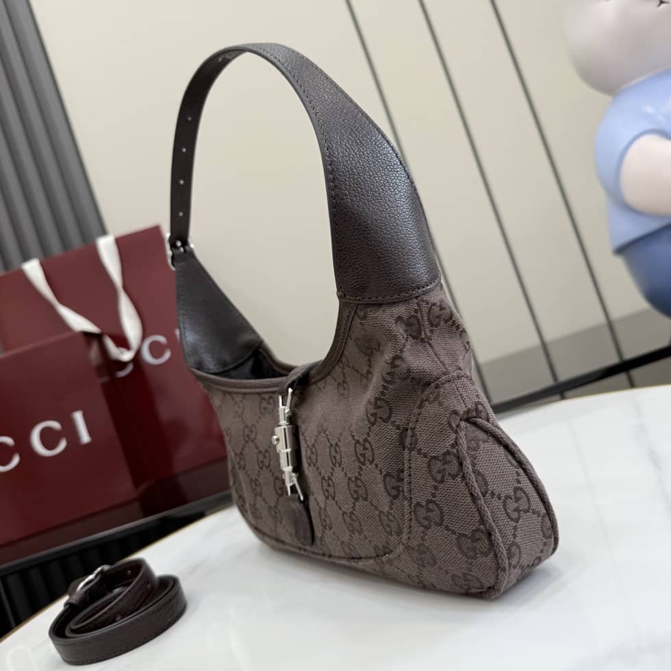 Gucci Jackie Slim Medium Shoulder Bag Dark Brown_2_156291 Gucci Jackie Slim Medium Shoulder Bag Dark Brown