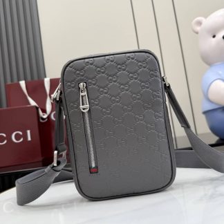 Gucci GG Emblem Small Crossbody Bag Gray 850238