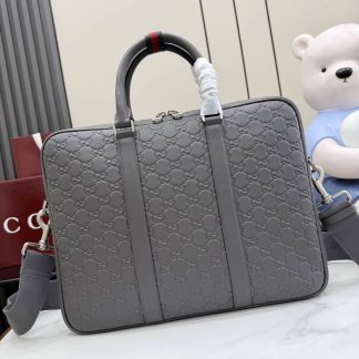 Gucci GG Emblem Leather Large Briefcase 850222