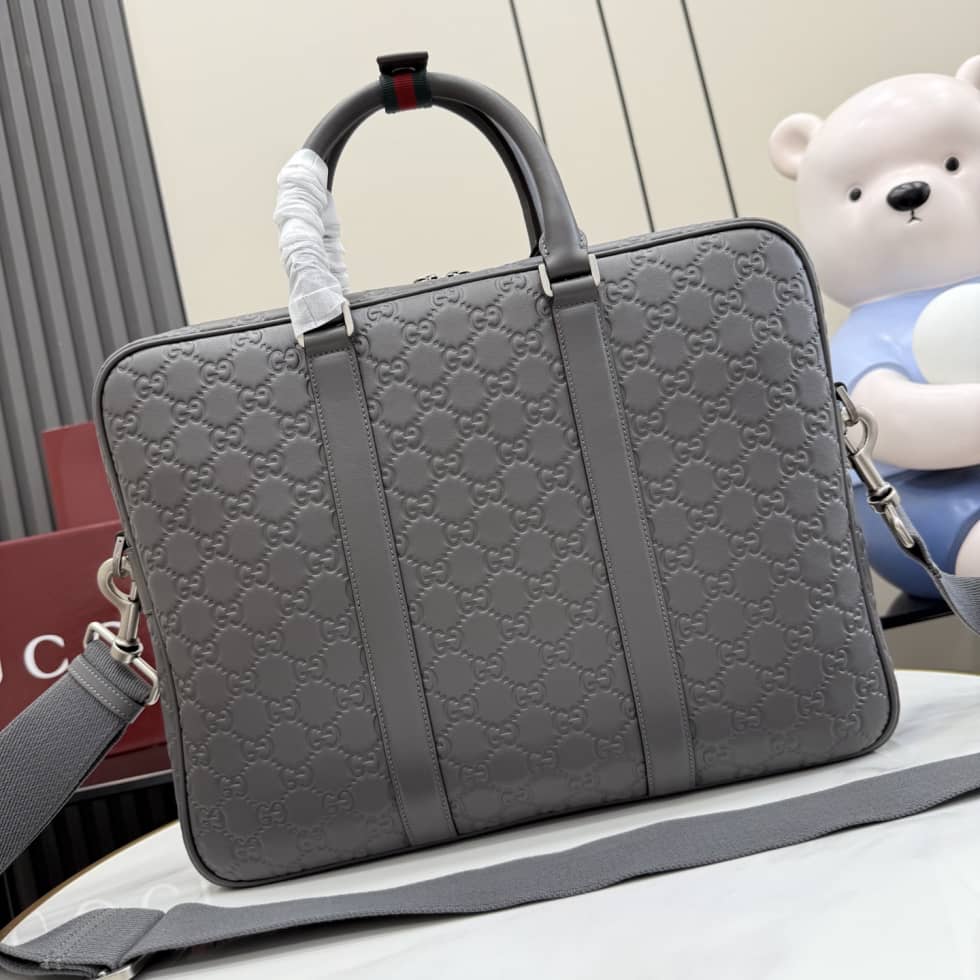 Gucci GG Emblem Leather Large Briefcase 850222_1_156361 Gucci GG Emblem Leather Large Briefcase 850222