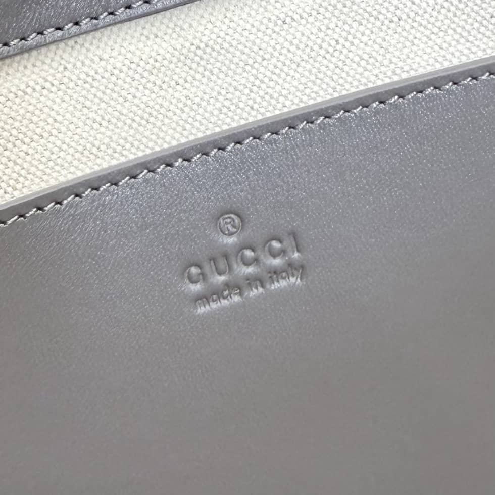 Gucci GG Emblem Leather Medium Gray Pouch_8_156371 Gucci GG Emblem Leather Medium Gray Pouch