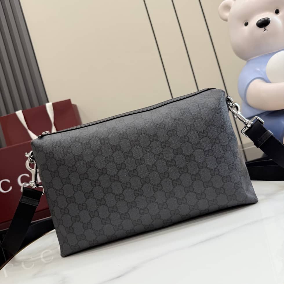 Gucci Medium Crossbody Bag With Web Black A002KX_10_156441 Gucci Medium Crossbody Bag With Web Black A002KX