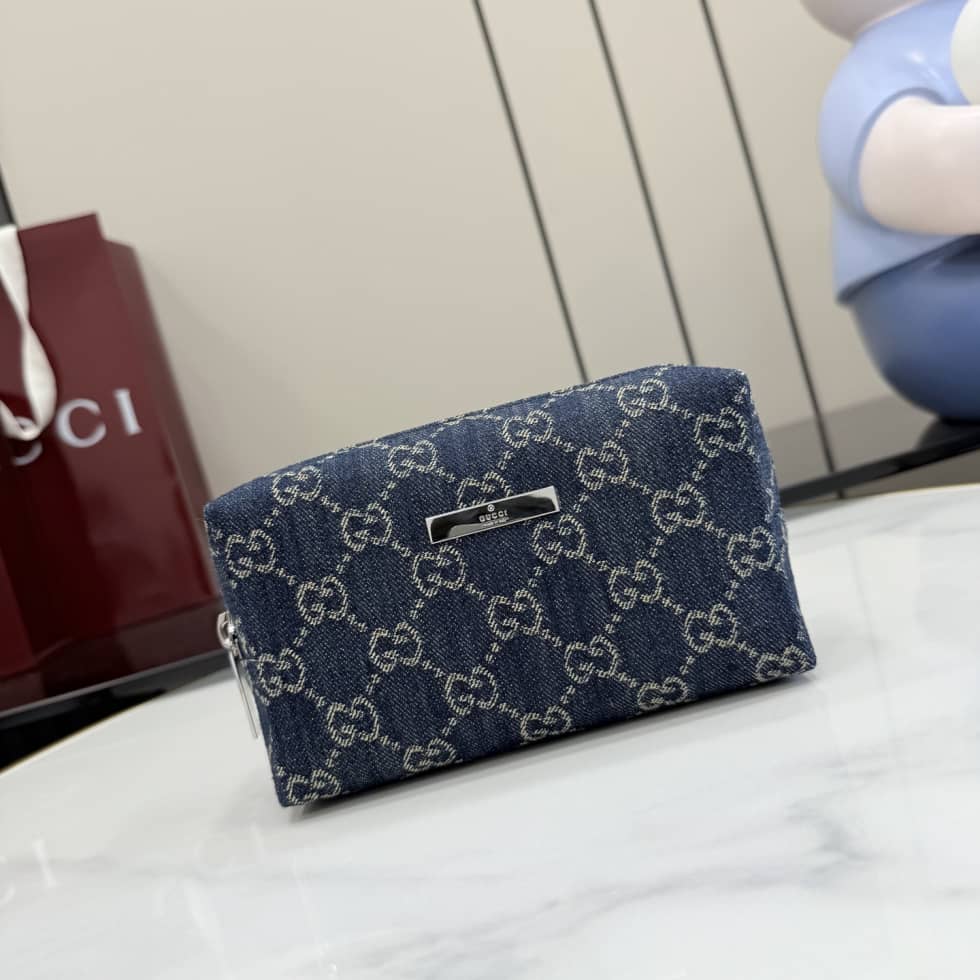Gucci Medium Denim Cosmetic Case With Gucci Plaque_10_156471 Gucci Medium Denim Cosmetic Case With Gucci Plaque