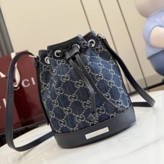 Gucci GG Denim Mini Blue Bucket Bag 875802