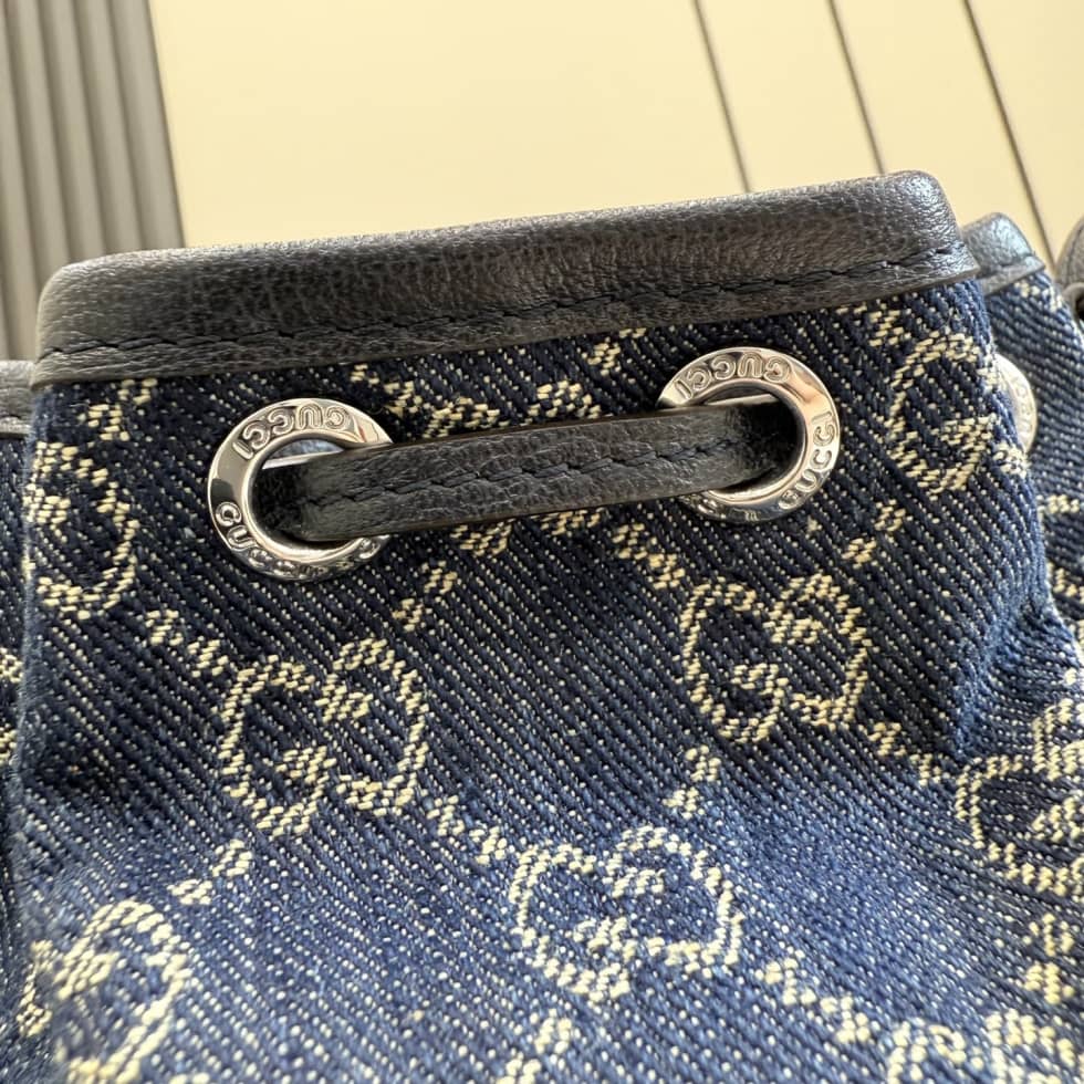 Gucci GG Denim Mini Blue Bucket Bag 875802_4_156501 Gucci GG Denim Mini Blue Bucket Bag 875802