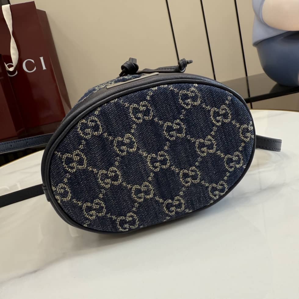 Gucci GG Denim Mini Blue Bucket Bag 875802_6_156501 Gucci GG Denim Mini Blue Bucket Bag 875802