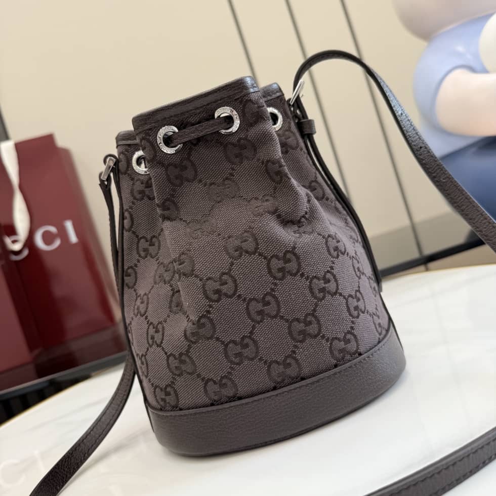Gucci Mini Dark Brown Bucket Bag 875802_1_156511 Gucci Mini Dark Brown Bucket Bag 875802