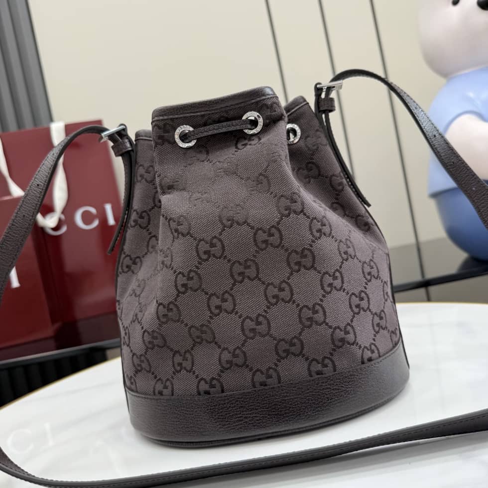 Gucci Venice Small Dark Brown Bucket Bag 875237_1_156521 Gucci Venice Small Dark Brown Bucket Bag 875237