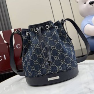 Gucci Venice Denim Small Blue Bucket Bag