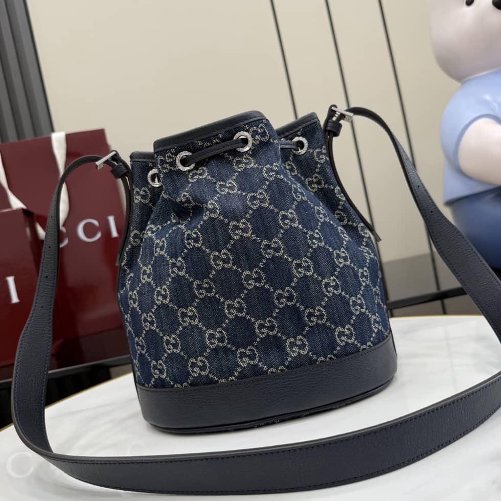 Gucci Venice Denim Small Blue Bucket Bag_1_156531 Gucci Venice Denim Small Blue Bucket Bag