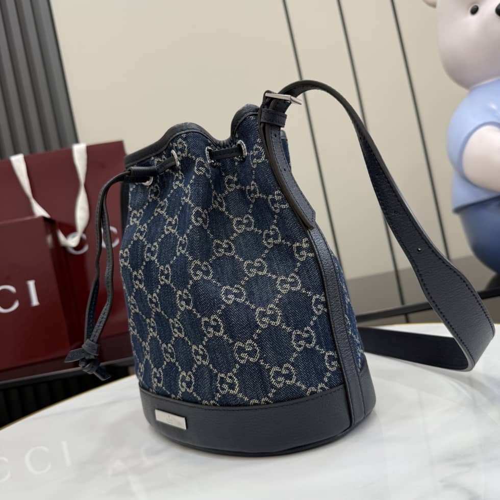 Gucci Venice Denim Small Blue Bucket Bag_2_156531 Gucci Venice Denim Small Blue Bucket Bag