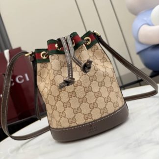 Gucci Canvas Mini Bucket Bag Sand Brown 876060
