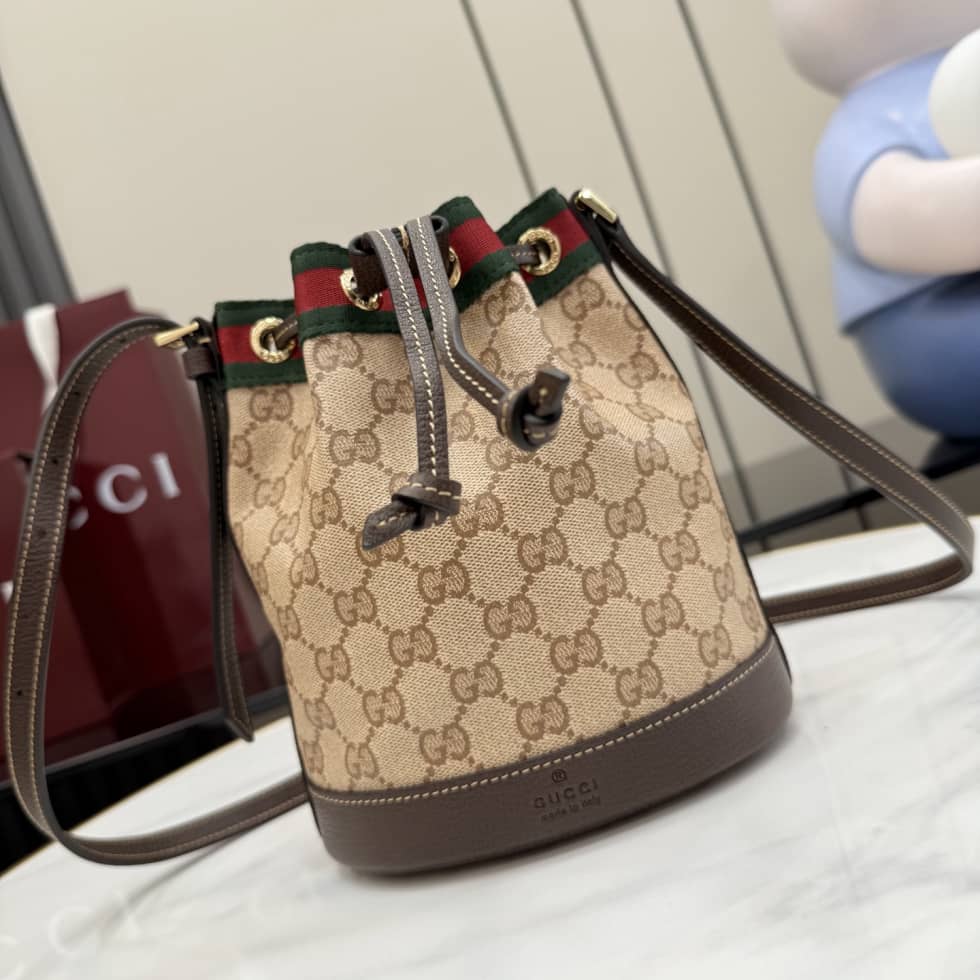 Gucci Canvas Mini Bucket Bag Sand Brown 876060_10_156551 Gucci Canvas Mini Bucket Bag Sand Brown 876060