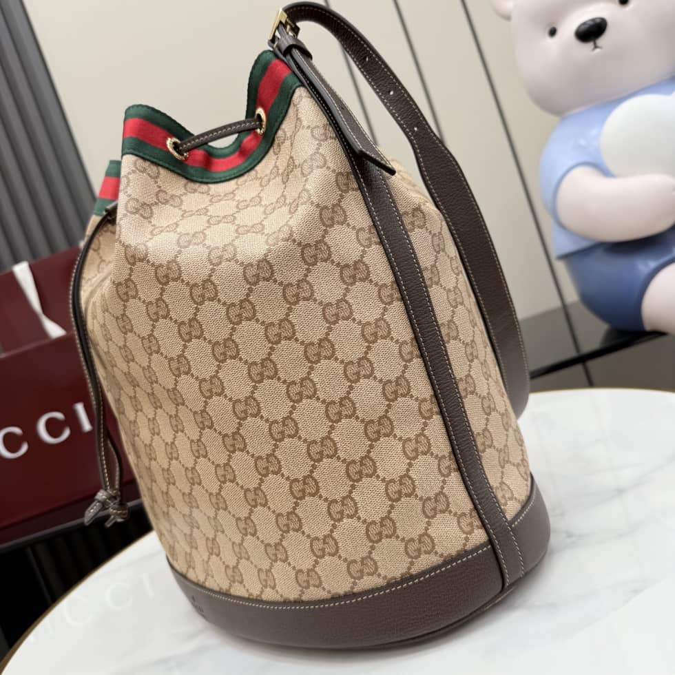 Gucci Venice Canvas Large Sand Brown Bucket Bag_2_156571 Gucci Venice Canvas Large Sand Brown Bucket Bag