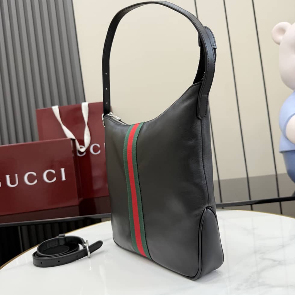 Gucci Lunetta Leather Medium Black Crossbody Bag_2_156591 Gucci Lunetta Leather Medium Black Crossbody Bag