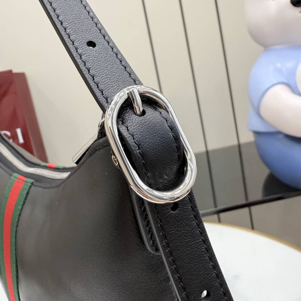 Gucci Lunetta Leather Medium Black Crossbody Bag_5_156591 Gucci Lunetta Leather Medium Black Crossbody Bag