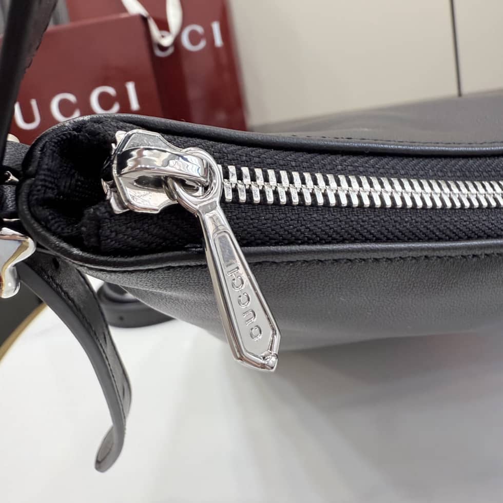 Gucci Lunetta Leather Medium Black Crossbody Bag_6_156591 Gucci Lunetta Leather Medium Black Crossbody Bag