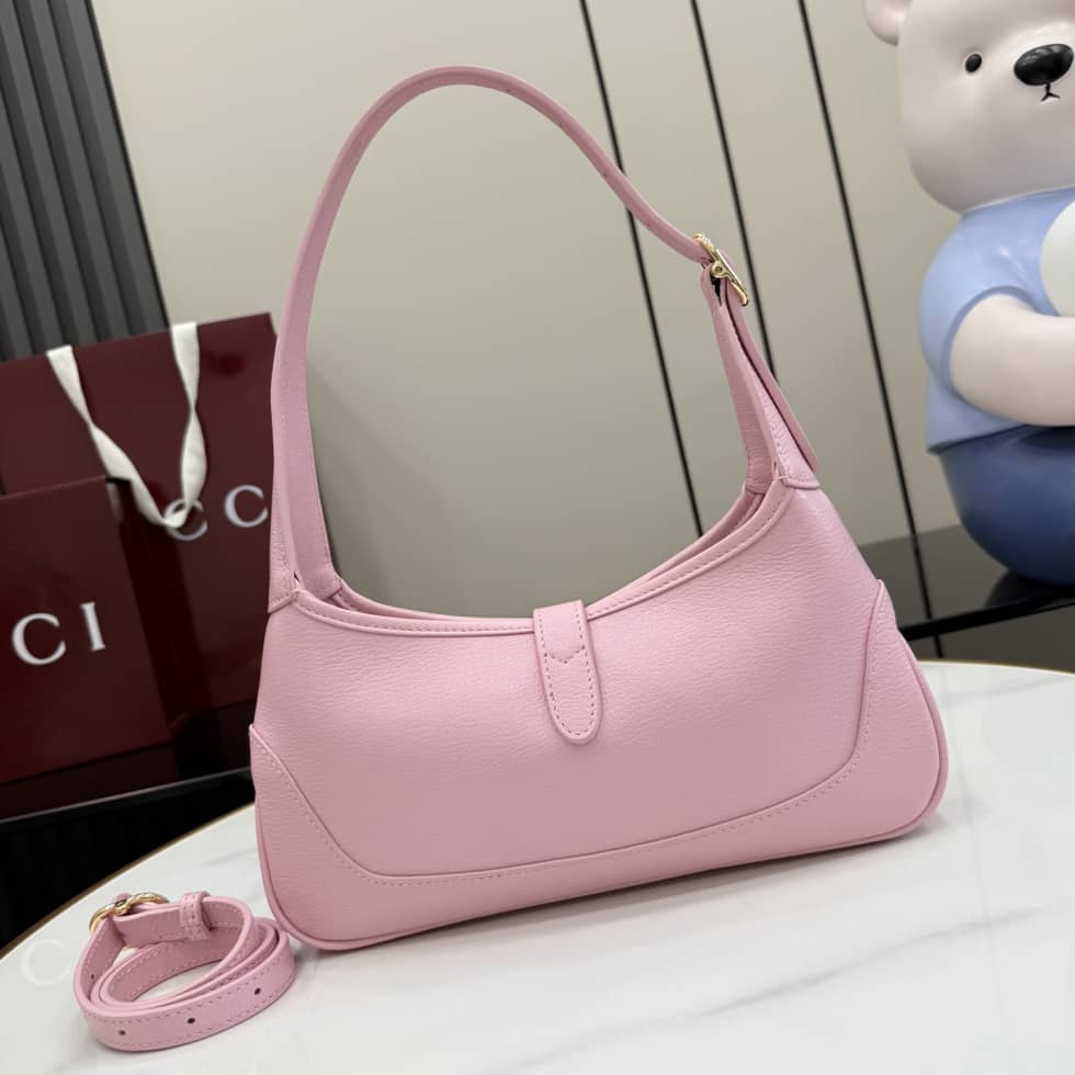 Gucci Jackie Slim Leather Medium Pink Shoulder Bag_1_156621 Gucci Jackie Slim Leather Medium Pink Shoulder Bag