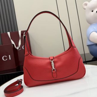 Gucci Jackie Slim Leather Medium Red Shoulder Bag