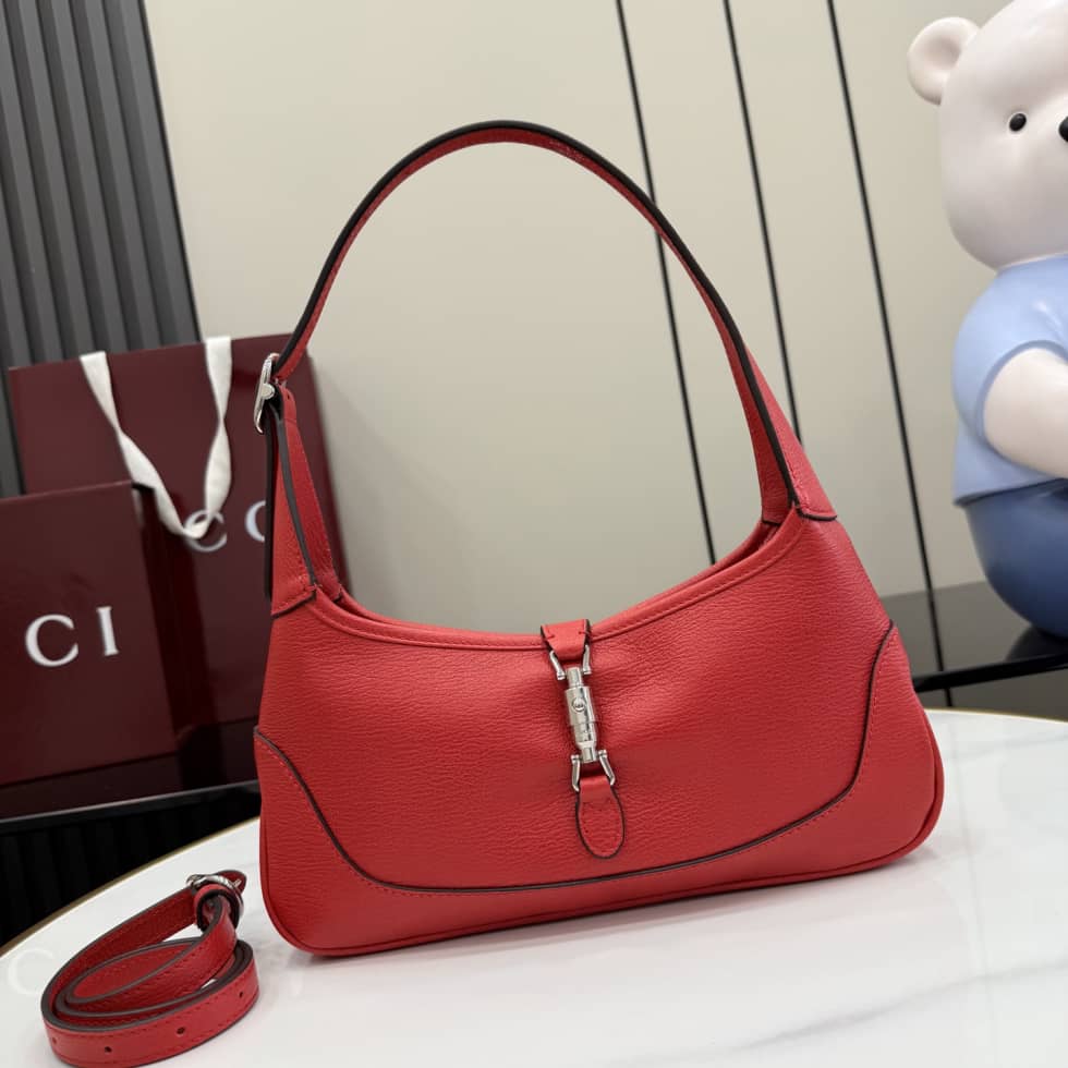 Gucci Jackie Slim Leather Medium Red Shoulder Bag_10_156631 Gucci Jackie Slim Leather Medium Red Shoulder Bag