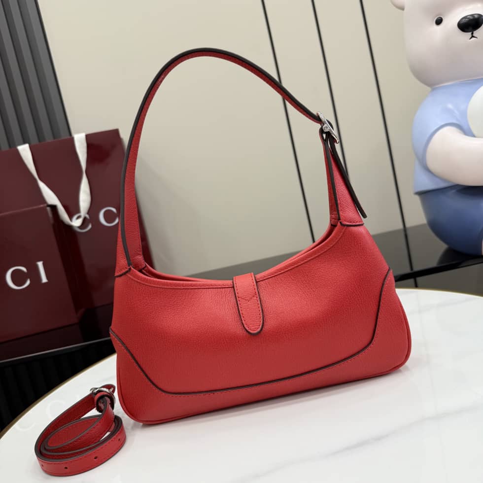Gucci Jackie Slim Leather Medium Red Shoulder Bag_1_156631 Gucci Jackie Slim Leather Medium Red Shoulder Bag