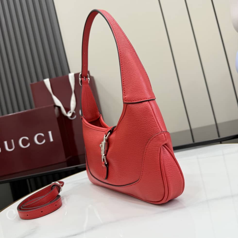 Gucci Jackie Slim Leather Medium Red Shoulder Bag_2_156631 Gucci Jackie Slim Leather Medium Red Shoulder Bag