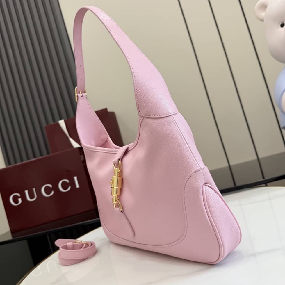 Gucci Jackie 1961 Leather Medium Pink Shoulder Bag_2_156641 Gucci Jackie 1961 Leather Medium Pink Shoulder Bag