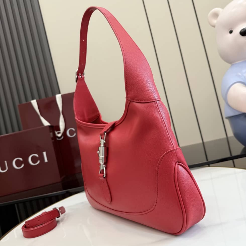 Gucci Jackie 1961 Leather Medium Red Shoulder Bag_2_156651 Gucci Jackie 1961 Leather Medium Red Shoulder Bag